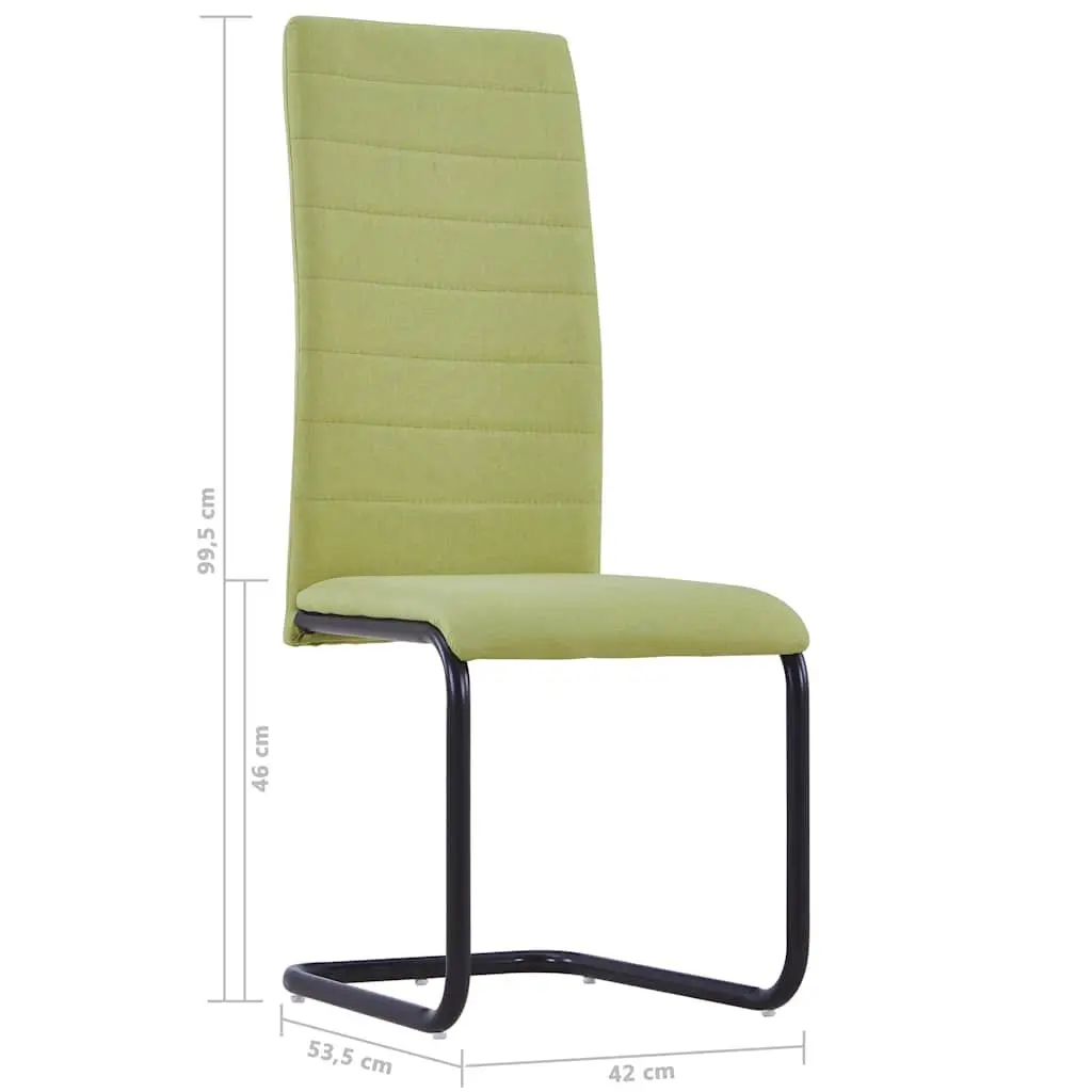 Set of 4 Modern Green Fabric Cantilever Dining Chairs
