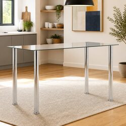 Modern Dining Table with Tempered Glass Top