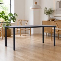 Black Concrete Dining Table for Modern Spaces 180x90x75 cm