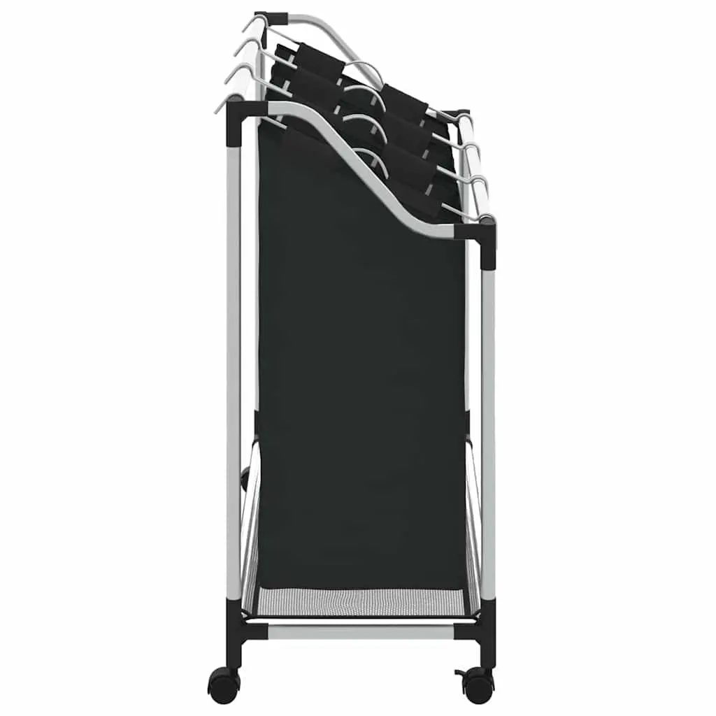 Laundry Sorter Steel Frame Black 3 Bags