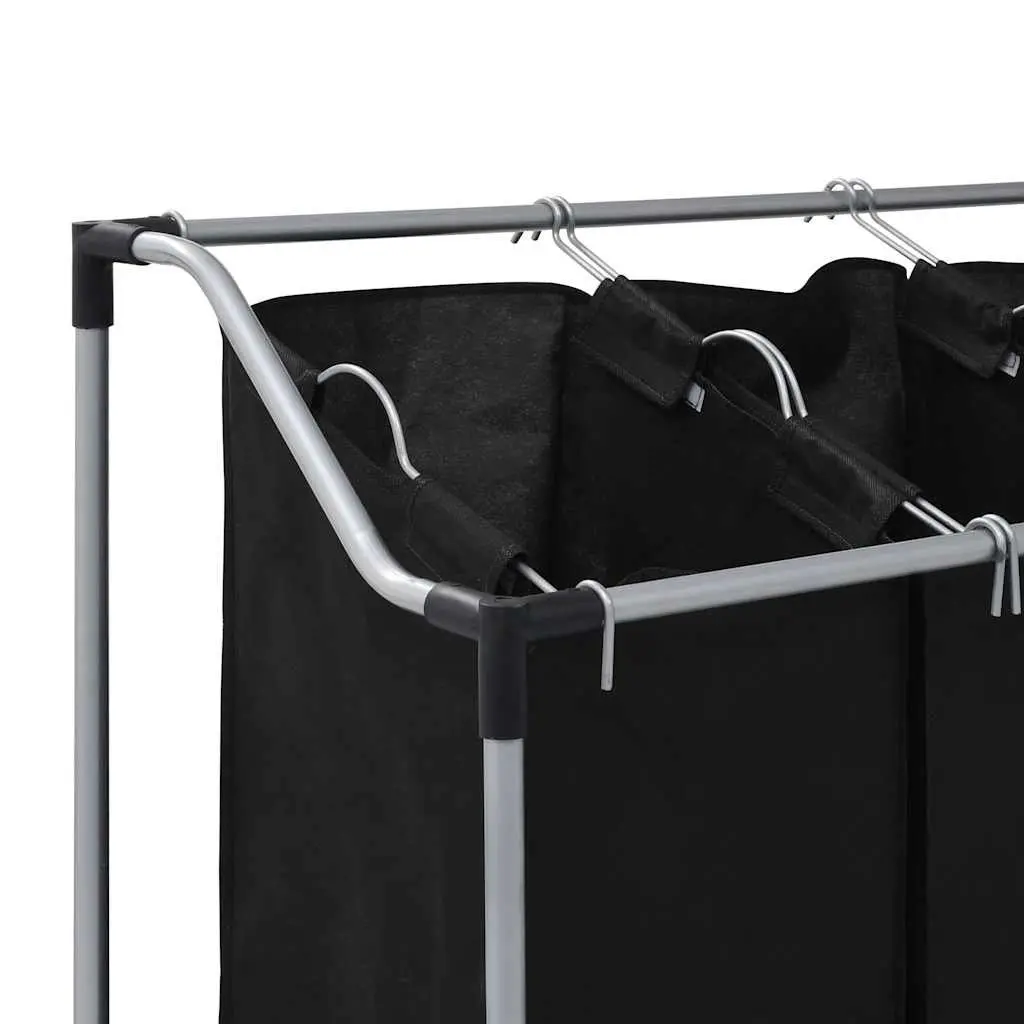 Laundry Sorter Steel Frame Black 3 Bags