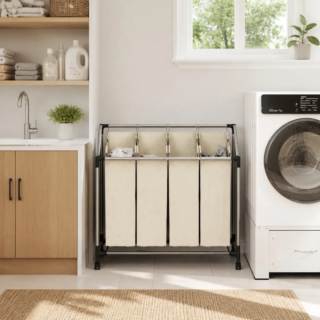 Laundry Sorter with 4 Removable Bags and Wheels