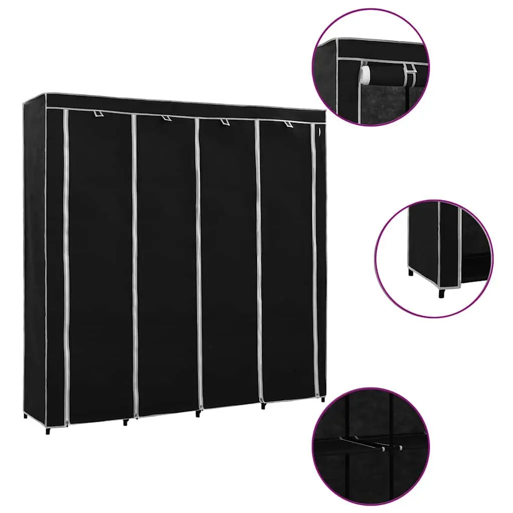 Black Wardrobe Storage Cabinet with 4 Compartments
