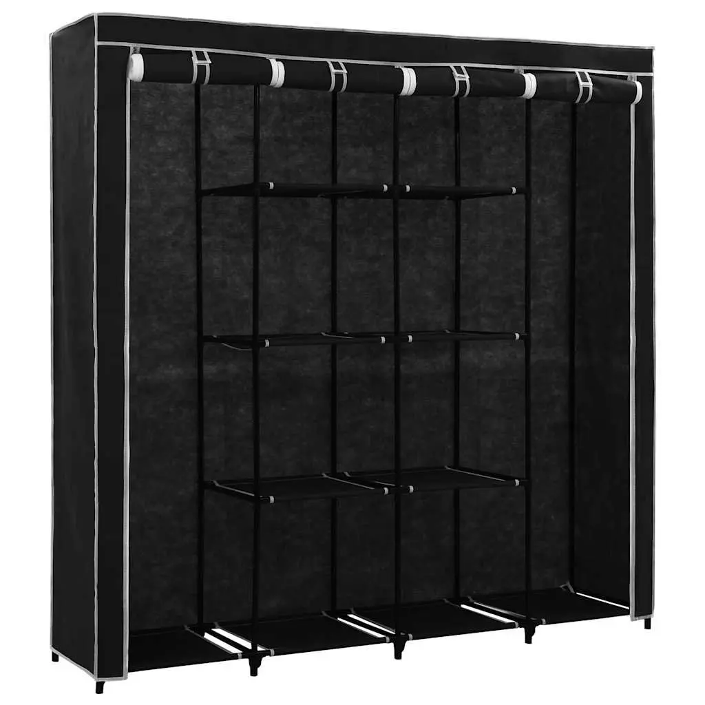 Black Wardrobe Storage Cabinet with 4 Compartments