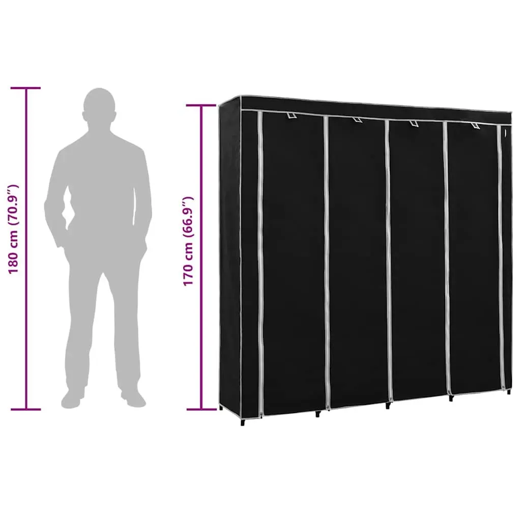 Black Wardrobe Storage Cabinet with 4 Compartments
