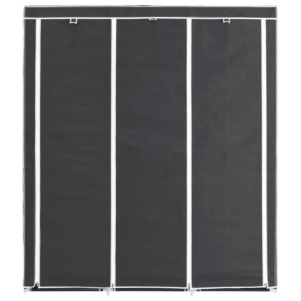 Black Portable Wardrobe with Compartmentalized Storage