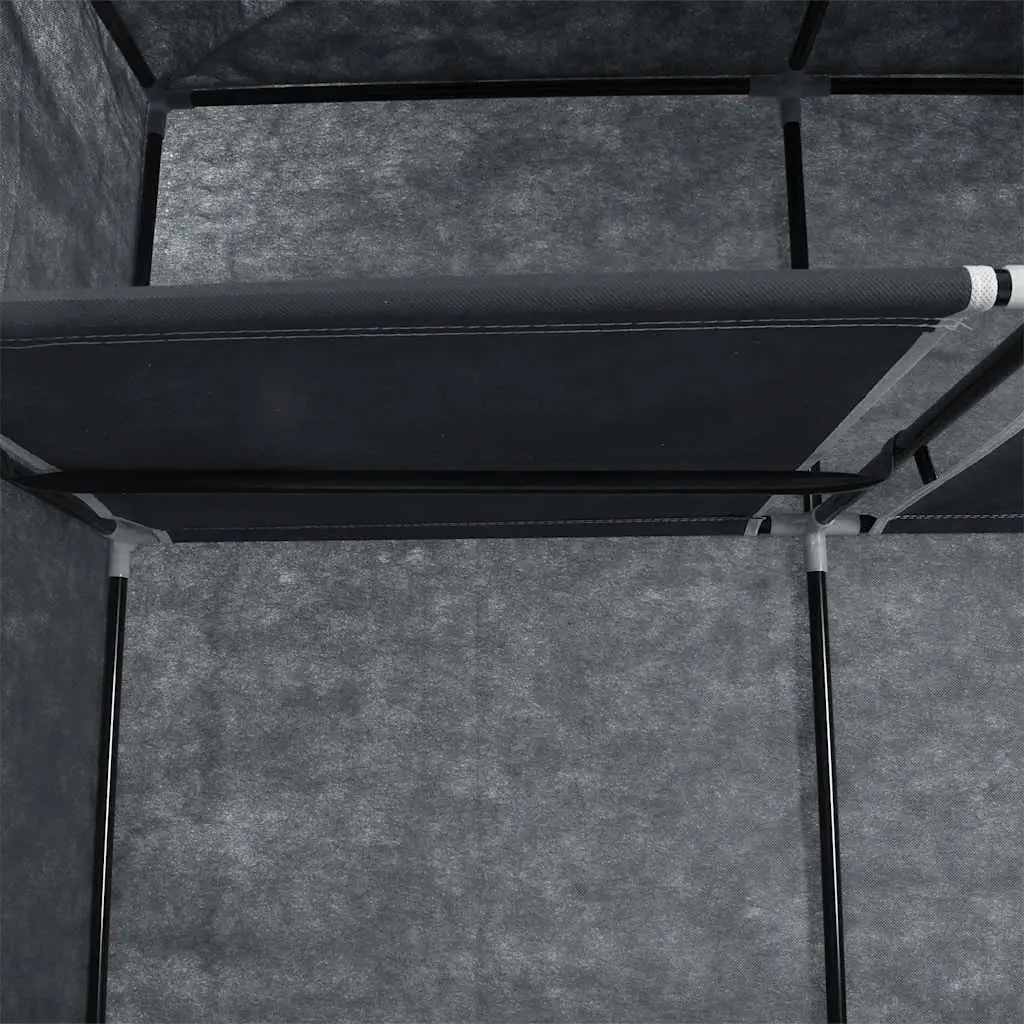 Black Portable Wardrobe with Compartmentalized Storage