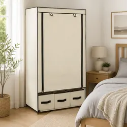 Durable Cream Portable Closet with Multiple Compartments