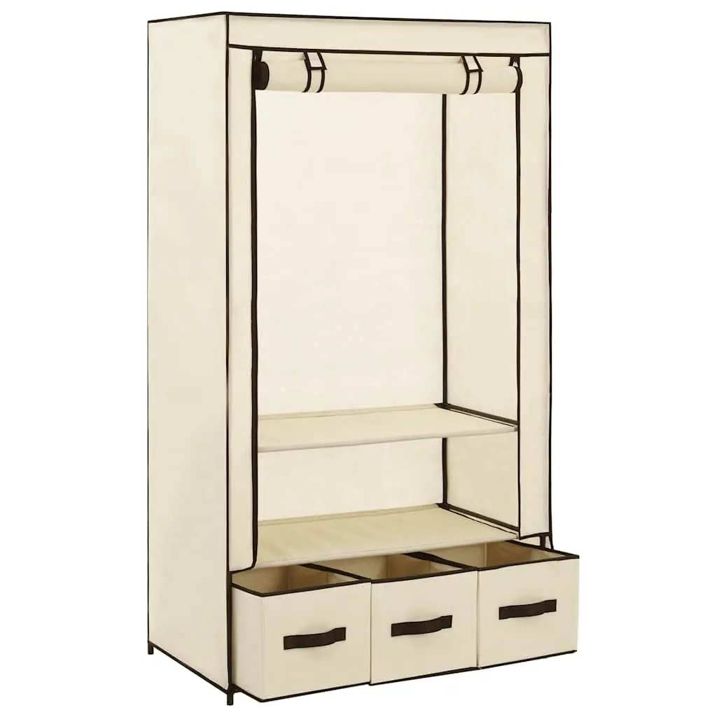 Cream Portable Closet with Multiple Compartments