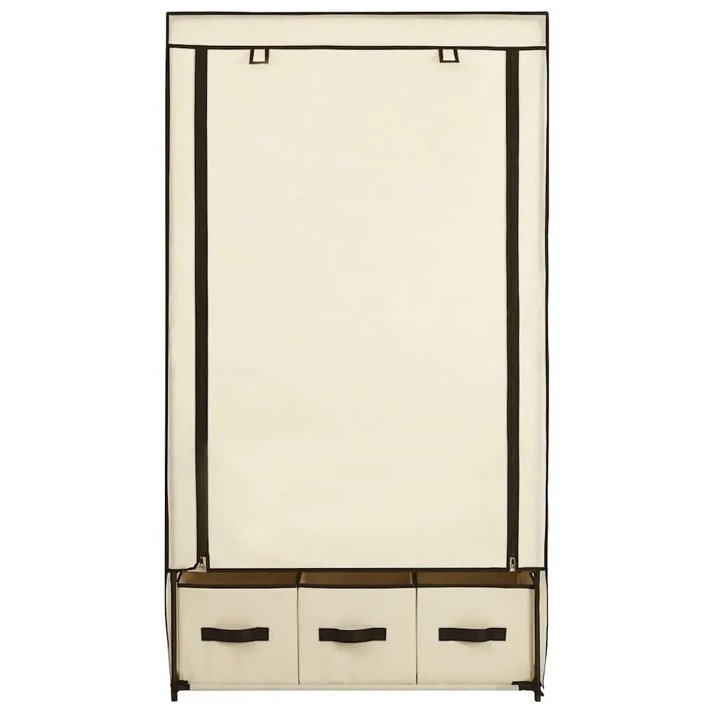 Cream Portable Closet with Multiple Compartments