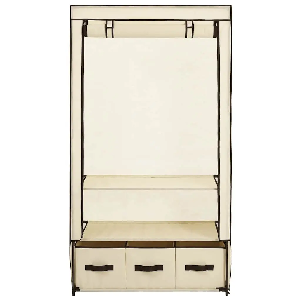 Cream Portable Closet with Multiple Compartments