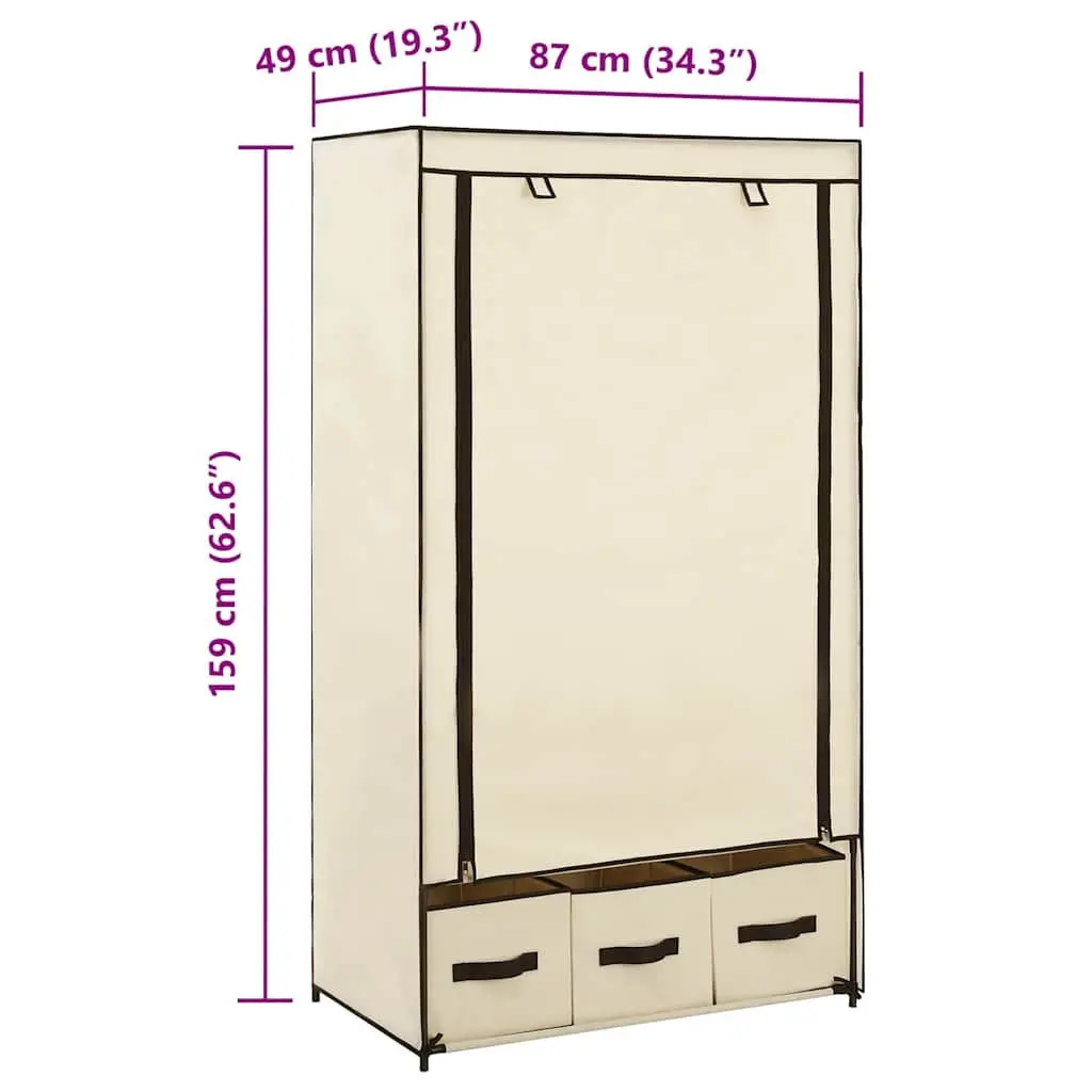 Cream Portable Closet with Multiple Compartments