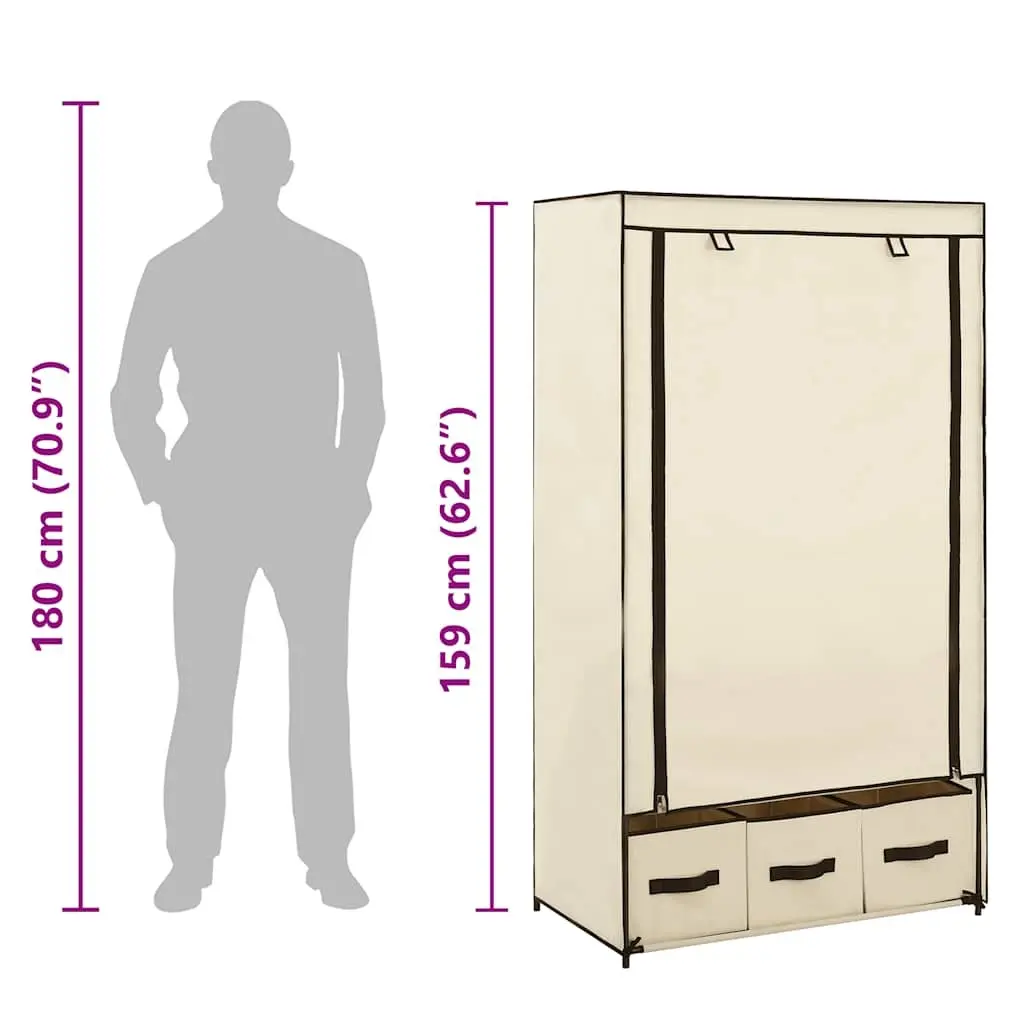 Cream Portable Closet with Multiple Compartments