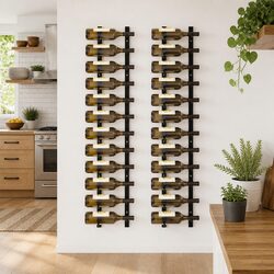 Durable Wall Mounted Wine Rack for 12 Bottles - Set of 2