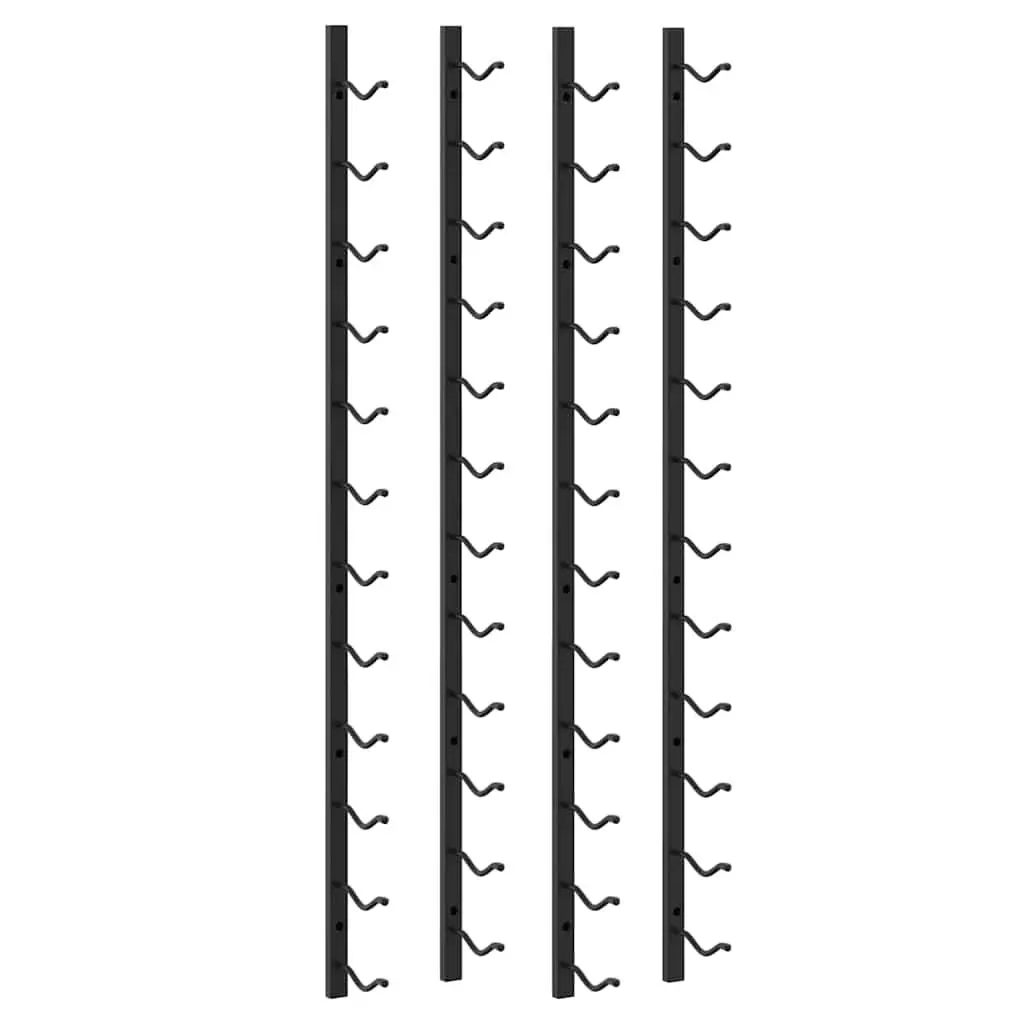 Wall Mounted Wine Rack Iron Black Set of 2