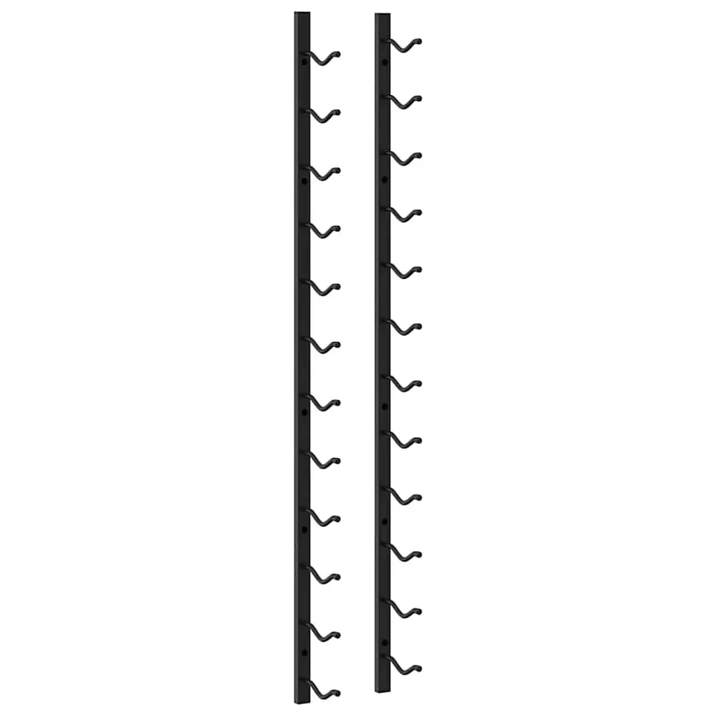 Wall Mounted Wine Rack Iron Black Set of 2