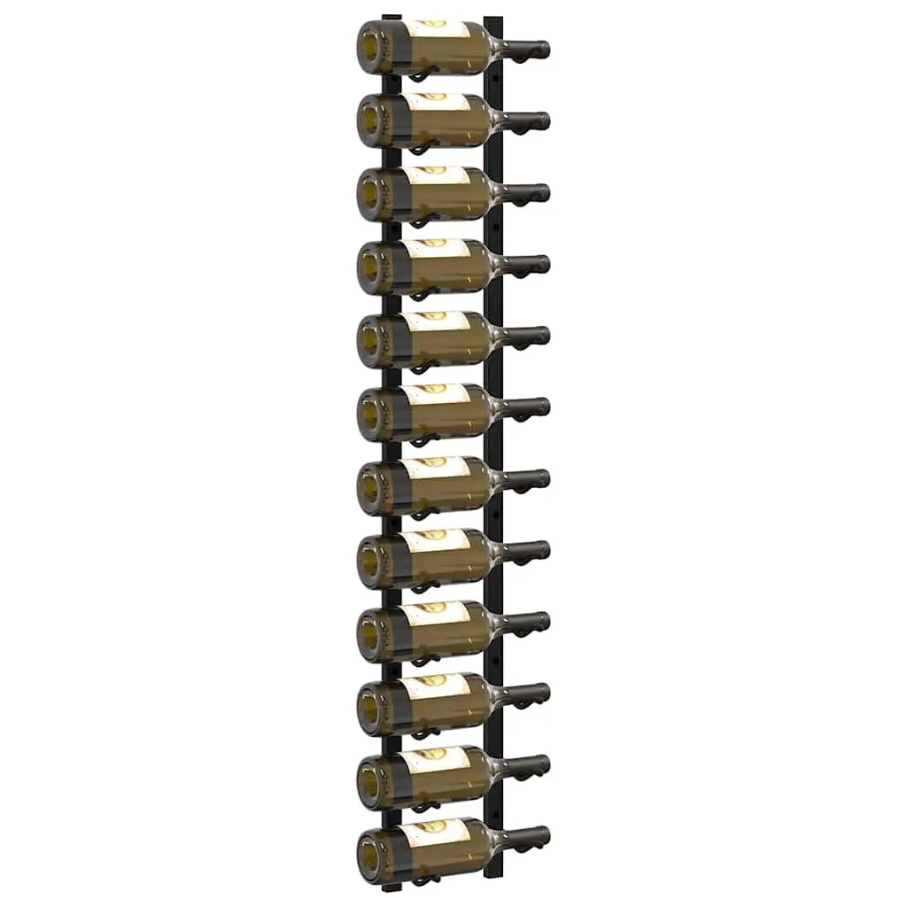 Wall Mounted Wine Rack Iron Black Set of 2