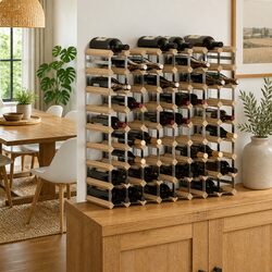 Beige Pinewood Wine Rack for 72 Bottles Storage
