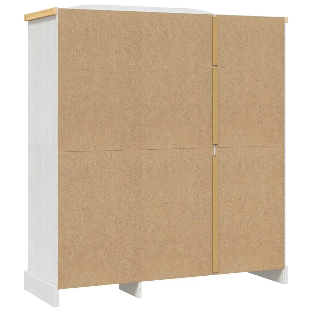 3-Door Wooden Wardrobe Solid Pinewood White Cabinet
