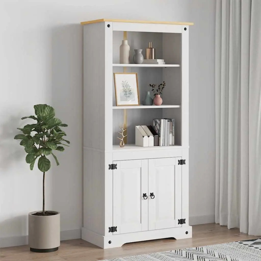 Storage Cabinet White Mexican Pine Cupboard Open Shelves Display Unit