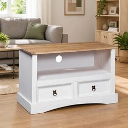 Sturdy White Wooden TV Cabinet for Living Room