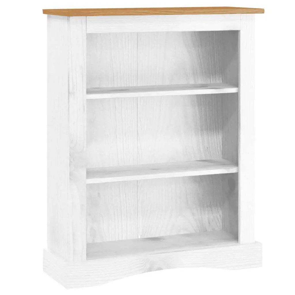 3-Tier Wooden Bookcase White Standing Shelf
