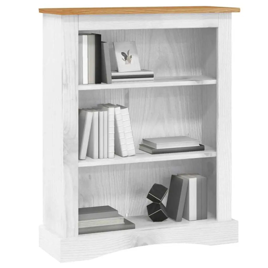 3-Tier Wooden Bookcase White Standing Shelf