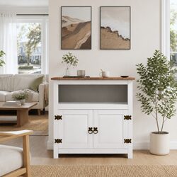 Sturdy White Mexican Style TV Cabinet for Your Living Room