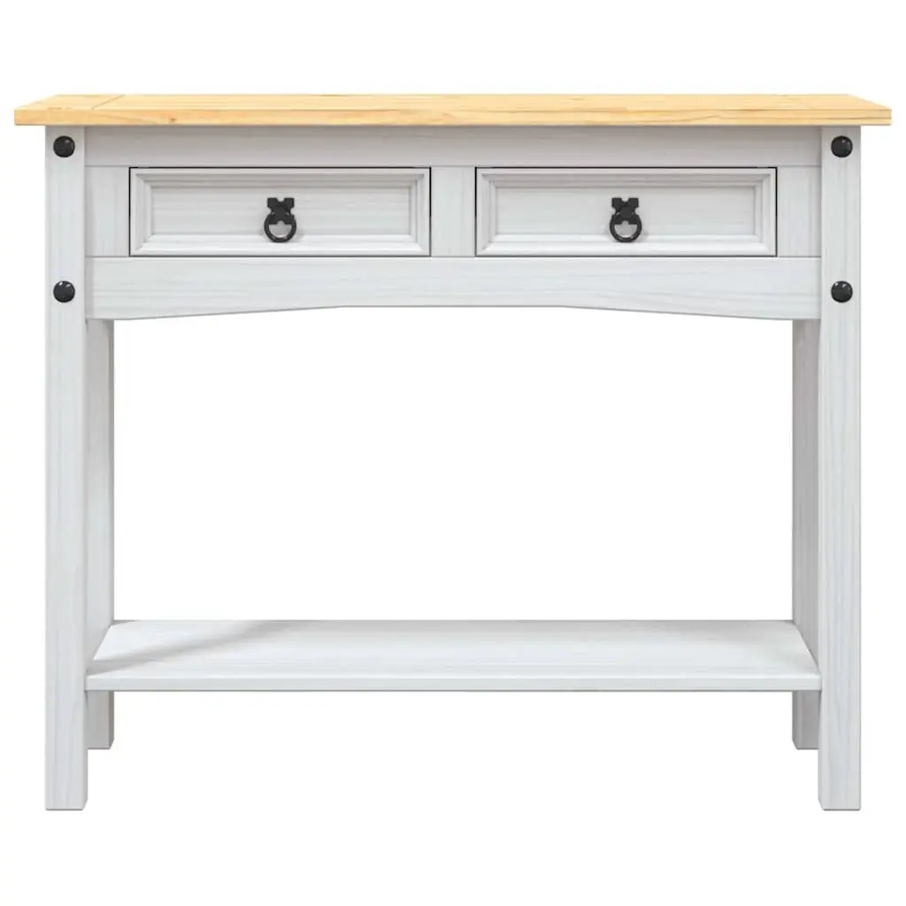Console Table White Mexican Corona Style End Table 2 Drawers 1 Shelf Storage