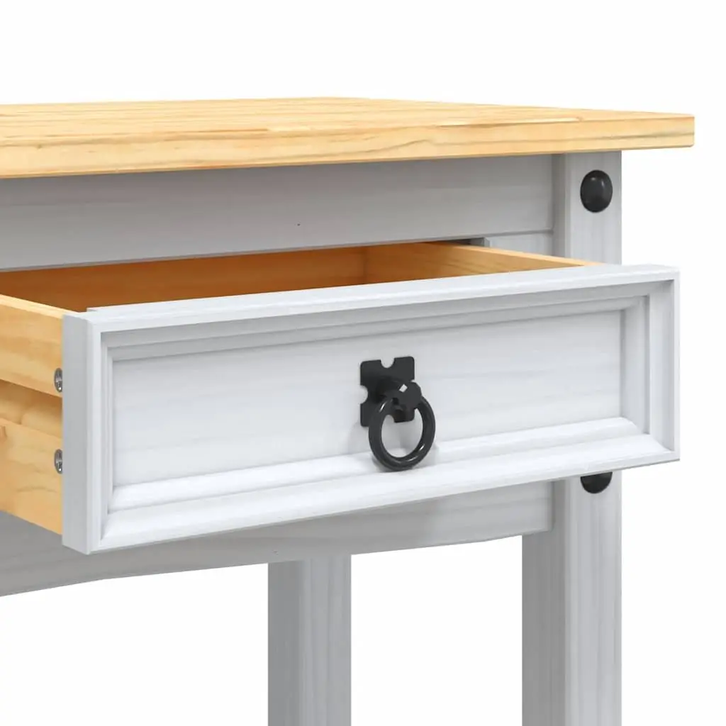 Console Table White Mexican Corona Style End Table 2 Drawers 1 Shelf Storage