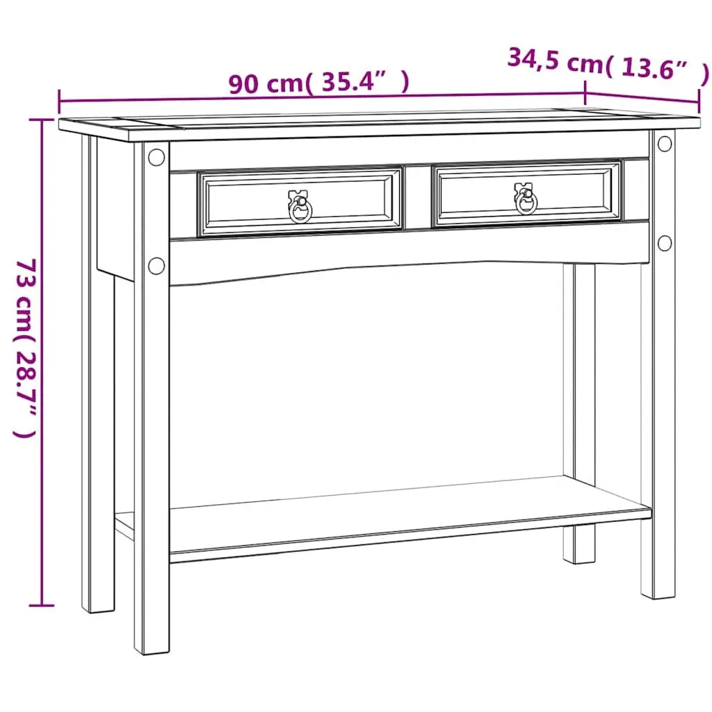 Console Table White Mexican Corona Style End Table 2 Drawers 1 Shelf Storage