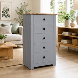 Durable Grey 5 Drawer Sideboard Cabinet for Home
