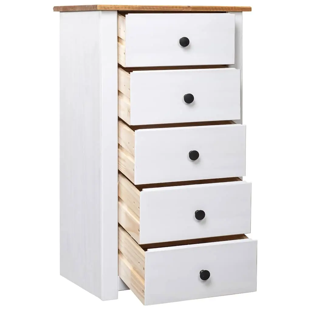 Sideboard White 5 Drawer Storage Cabinet Pinewood Furniture Living Room Buffet
