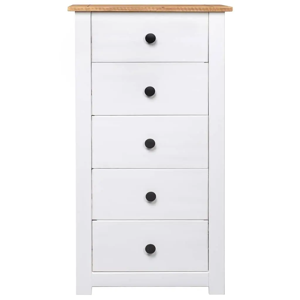 Sideboard White 5 Drawer Storage Cabinet Pinewood Furniture Living Room Buffet