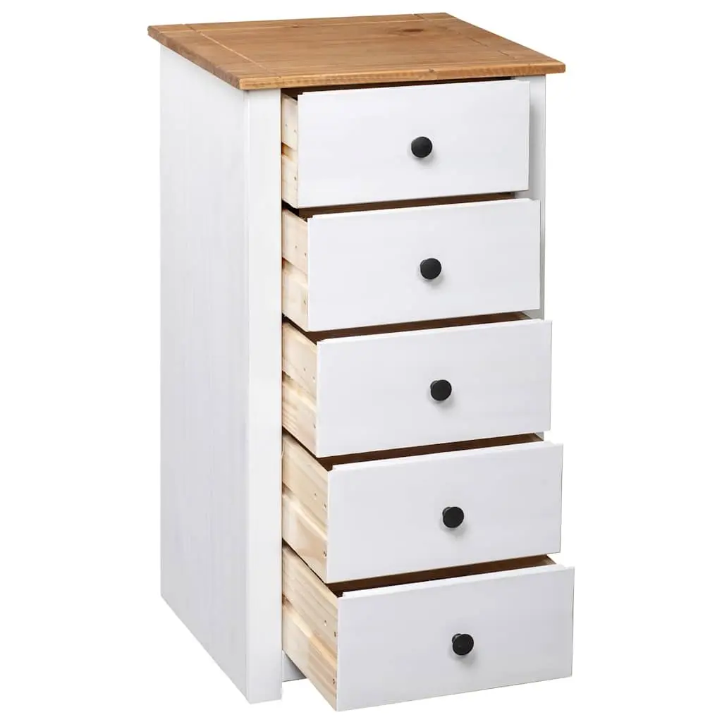 Sideboard White 5 Drawer Storage Cabinet Pinewood Furniture Living Room Buffet