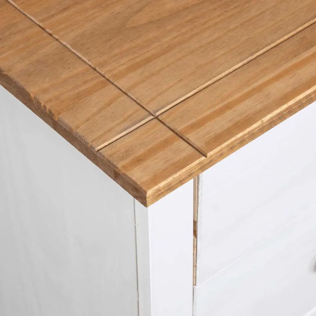Sideboard White 5 Drawer Storage Cabinet Pinewood Furniture Living Room Buffet
