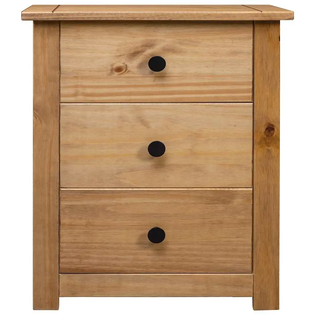 Brown Pine Nightstand with 3 Drawers