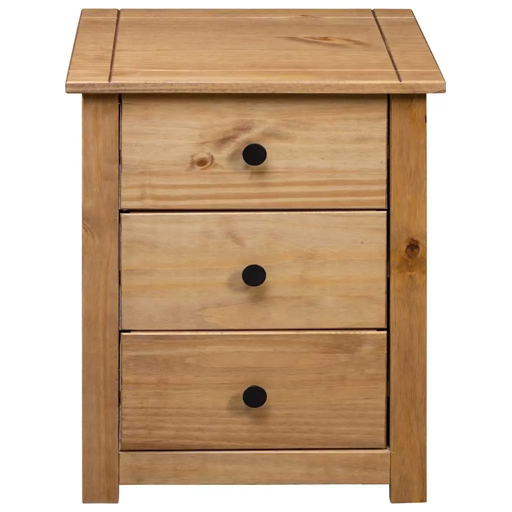 Brown Pine Nightstand with 3 Drawers