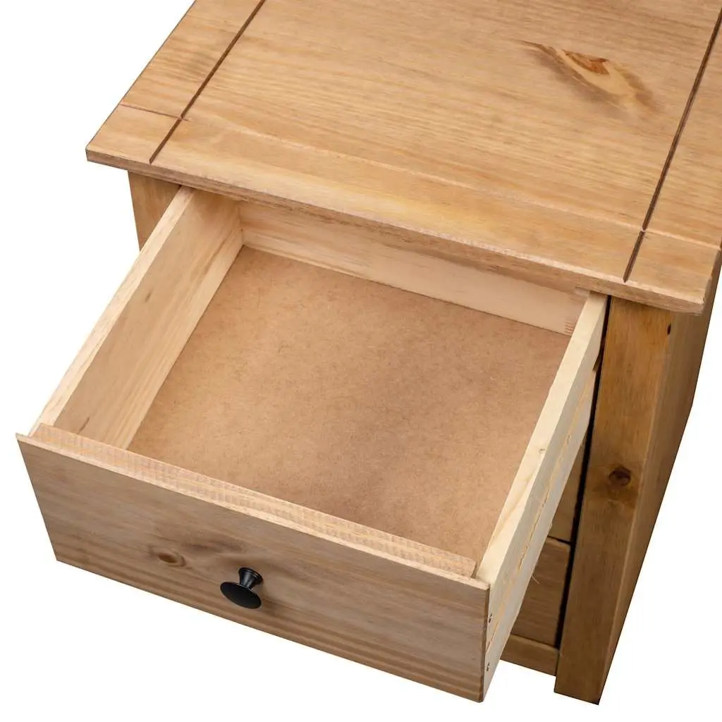 Brown Pine Nightstand with 3 Drawers