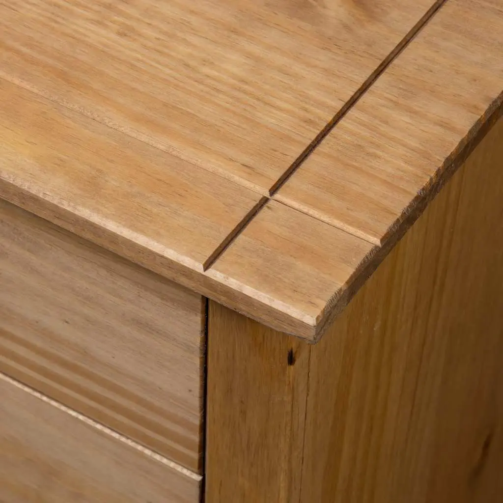 Brown Pine Nightstand with 3 Drawers