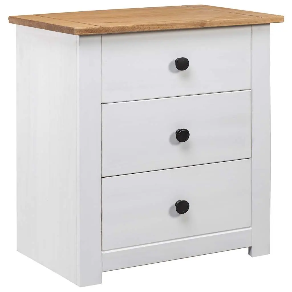 Bedside Cabinet Solid Pine Wood 46x40x57cm White 3 Drawer Nightstand Storage Chest