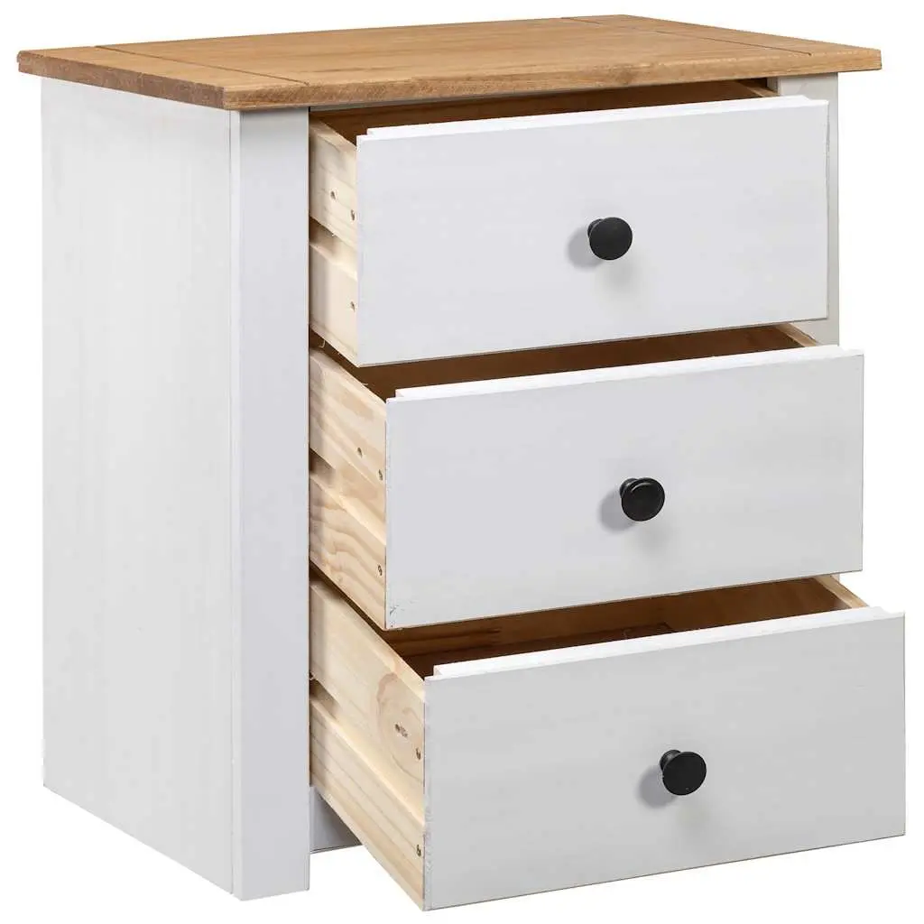 Bedside Cabinet Solid Pine Wood 46x40x57cm White 3 Drawer Nightstand Storage Chest