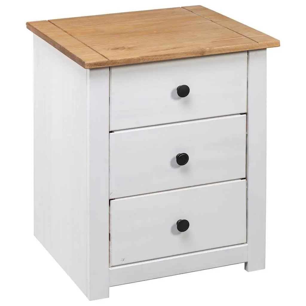 Bedside Cabinet Solid Pine Wood 46x40x57cm White 3 Drawer Nightstand Storage Chest