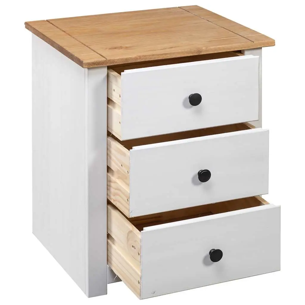 Bedside Cabinet Solid Pine Wood 46x40x57cm White 3 Drawer Nightstand Storage Chest