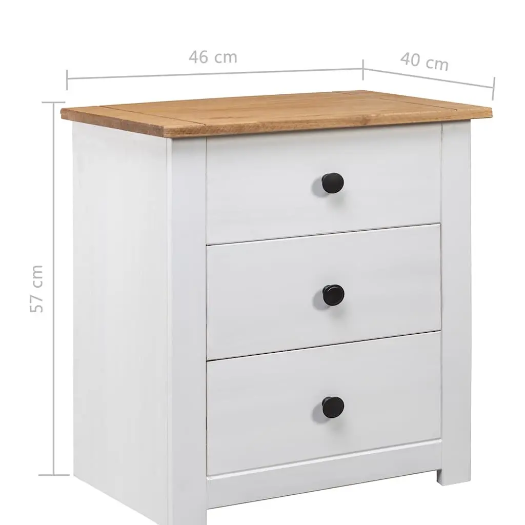 Bedside Cabinet Solid Pine Wood 46x40x57cm White 3 Drawer Nightstand Storage Chest