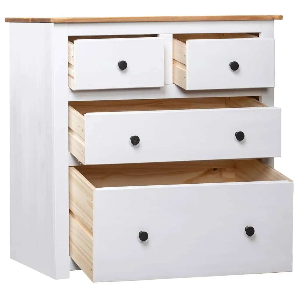 Rustic White Pine Wood Sideboard with 4 Drawers