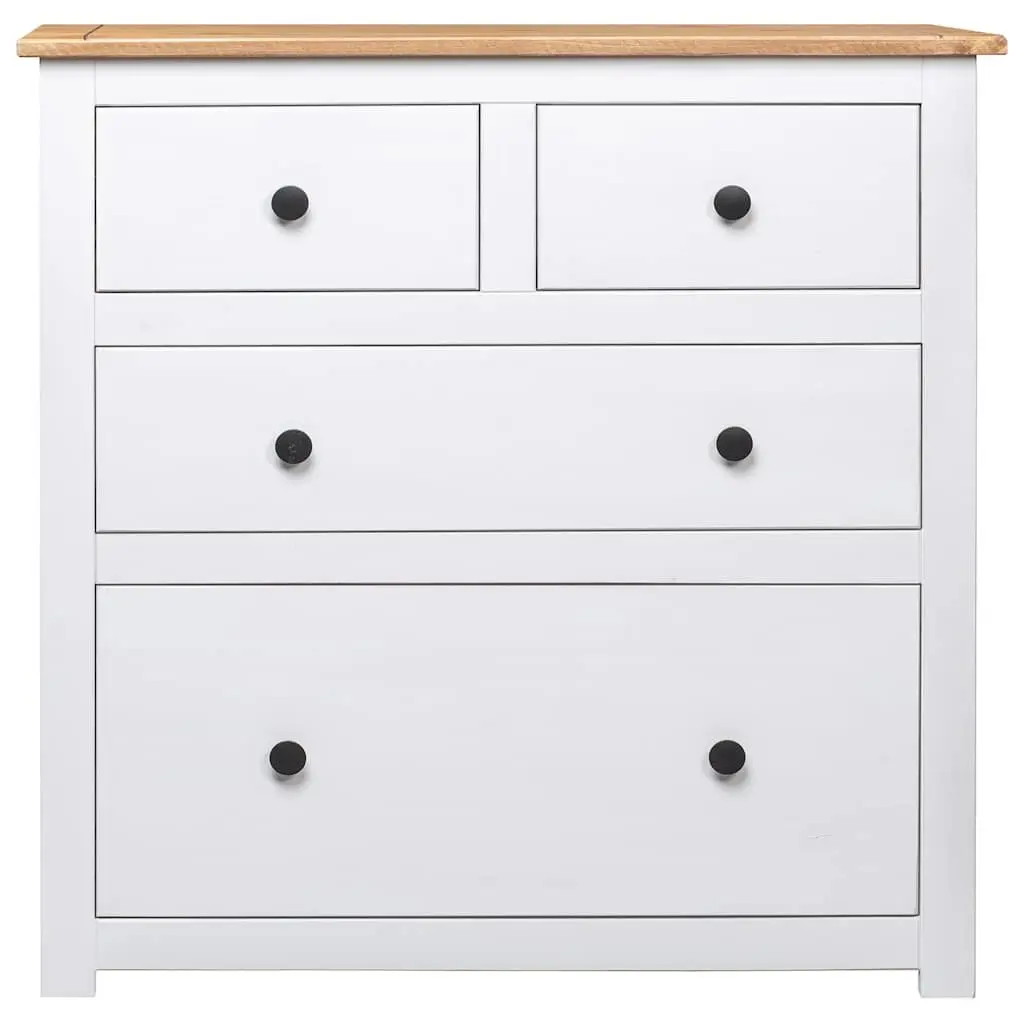 Rustic White Pine Wood Sideboard with 4 Drawers