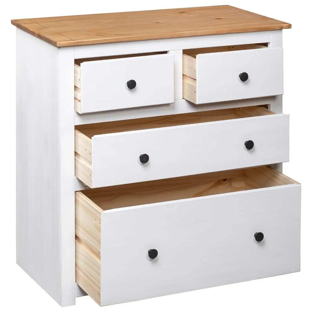Rustic White Pine Wood Sideboard with 4 Drawers
