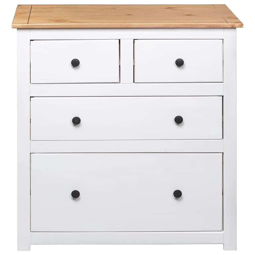 Rustic White Pine Wood Sideboard with 4 Drawers