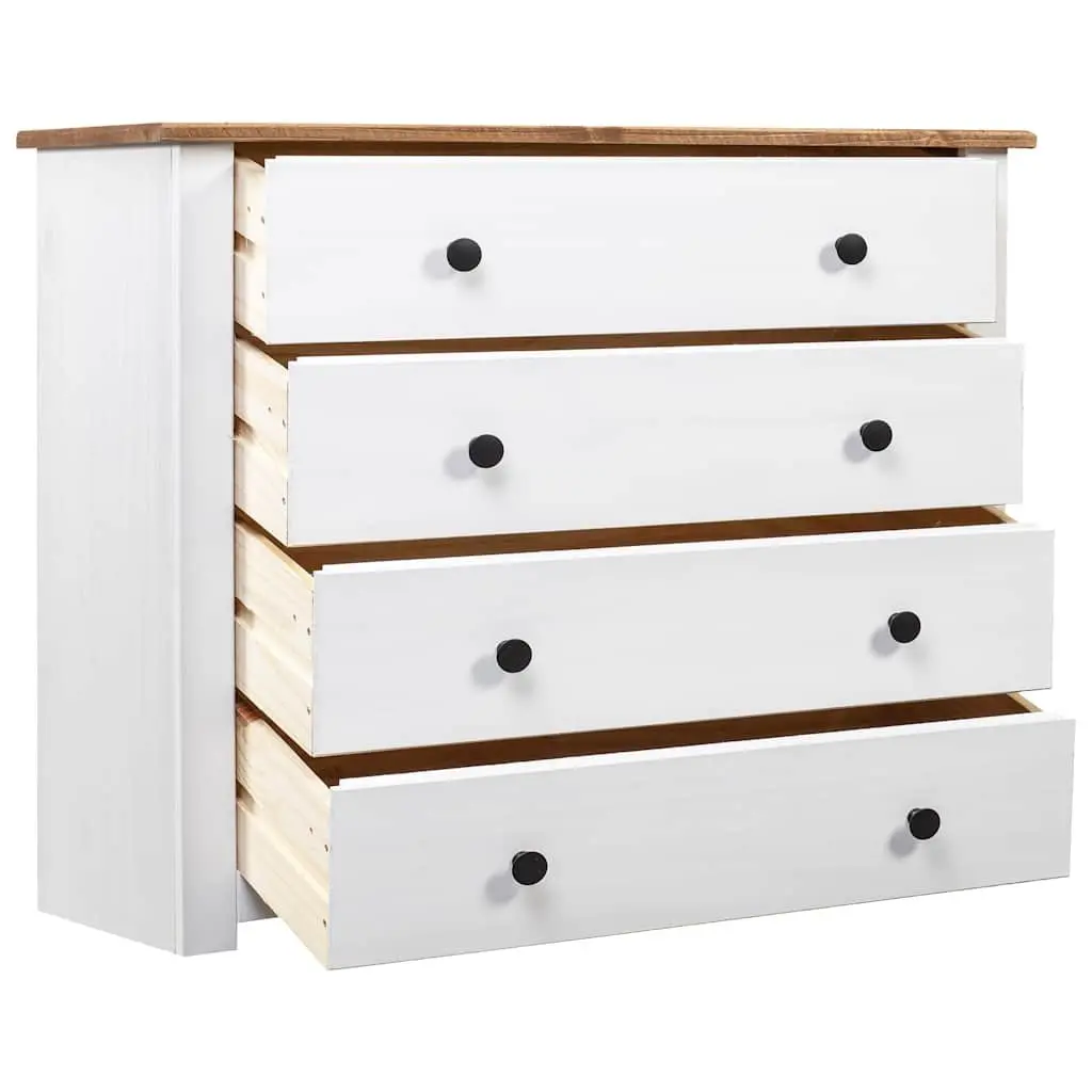 White Side Cabinet with 4 Drawers